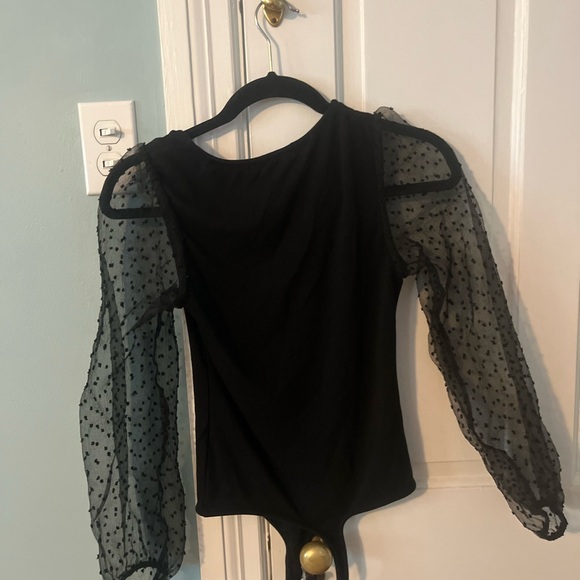 Gibson look Black puffy long-sleeve bodysuit - Picture 5 of 5